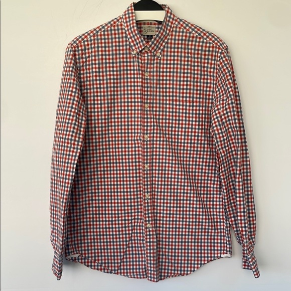 J. Crew Red and Blue Gingham Casual Button Down Shirt Medium 2 Ply 100% Cotton - Picture 1 of 15